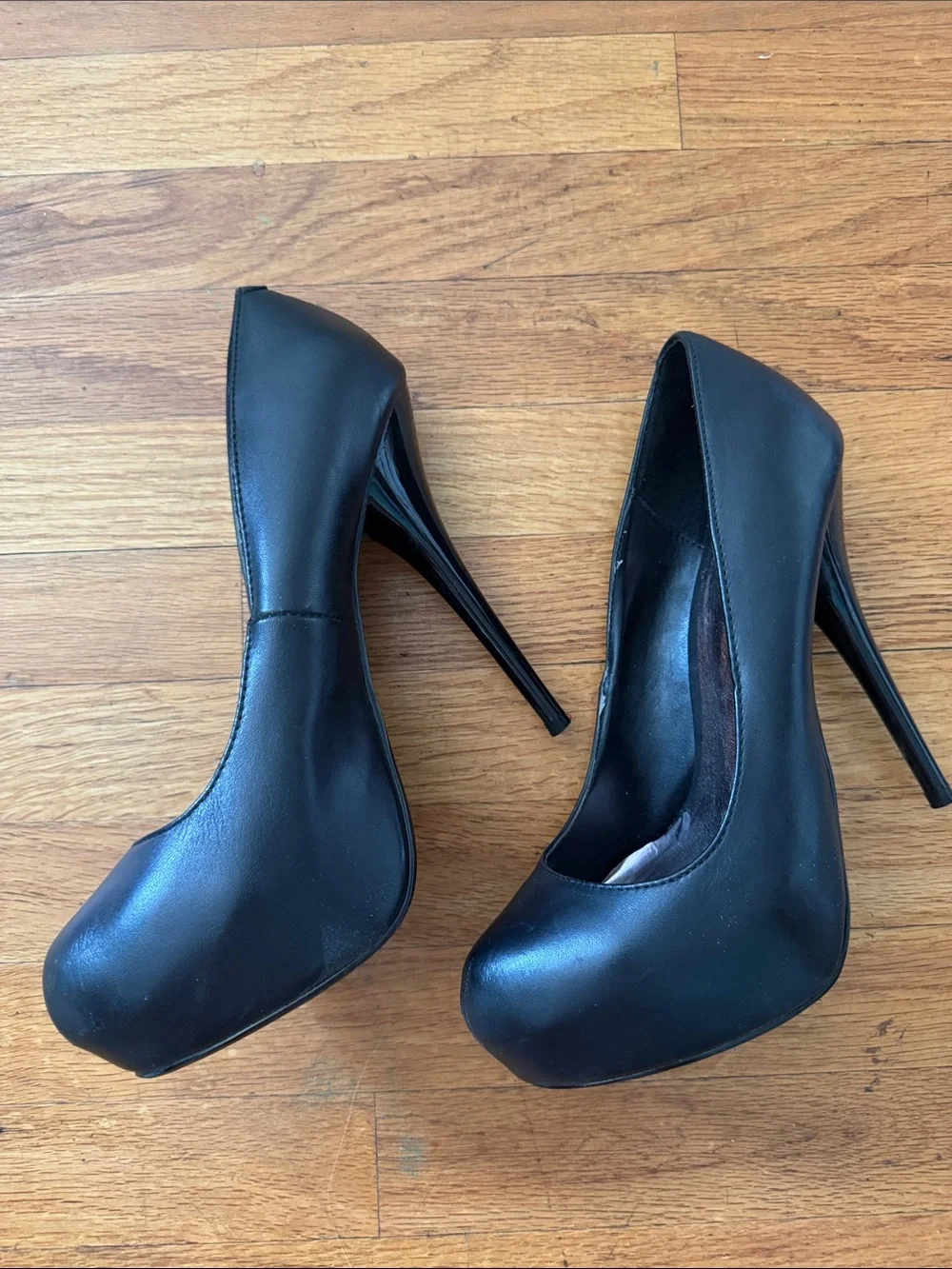 Gorgeous-20 Black Leather Ultra High Pumps Heels Pleaser Day & Night Shoes 8